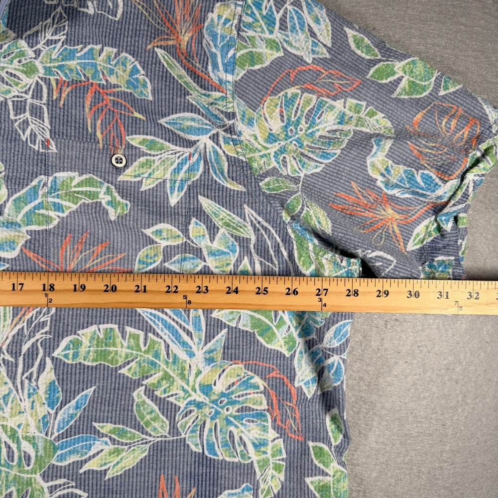 Tommy Bahama Nova Wave Mens XXL Blue Tropical Floral Seersucker Button Up Shirt - Picture 5 of 12